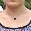 Collier ras du cou en argent 925 rhodié avec perle ronde à facette noire crystal Swarovski - vue V2