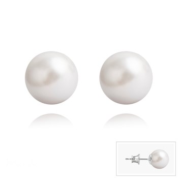 Boucles d'oreilles en argent 925 perle de cristal Swarovski nacré blanche
