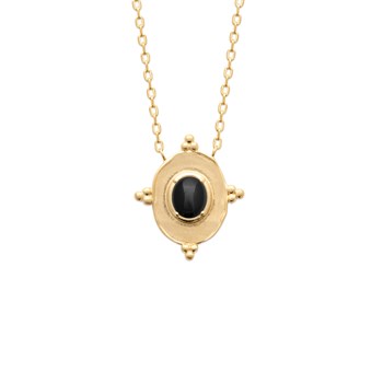 Collier plaqué or jaune et agate noire LILA - Bijoux Privés Discovery