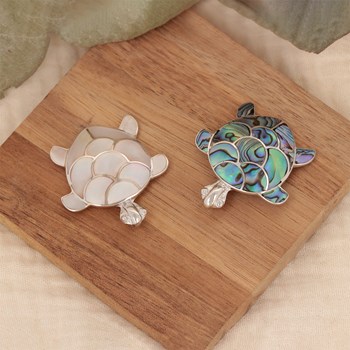 Pendentif Tortue Nacre Abalone Sertie Argent 925