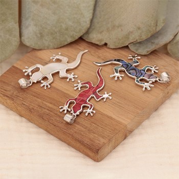 Pendentif Lézard en Nacre Abalone et Argent Rhodié - Bijou Unique et Élégant | Aden