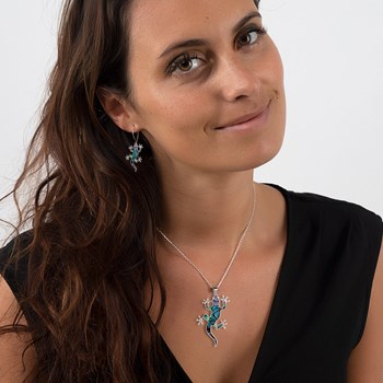 Pendentif Lézard en Nacre Abalone et Argent Rhodié - Bijou Unique et Élégant | Aden