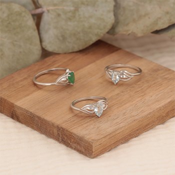 Bague Solitaire Aigue-Marine à 3 Griffes sur Argent Rhodié | Aden Bijoux