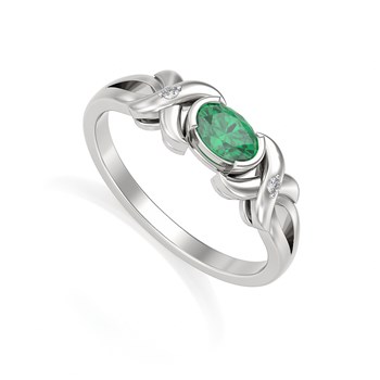 Ring Thalia Emerald and Diamonds Silver 925 | ADEN Design Entrelacé | Bijou Précieux