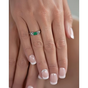 Ring Thalia Emerald and Diamonds Silver 925 | ADEN Design Entrelacé | Bijou Précieux