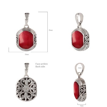 Pendentif Ethnique en Corail serti argent 925 - Bijou d'exception | Aden