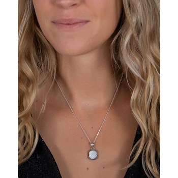 Pendentif ADEN ethnique nacre blanche sertie argent 925