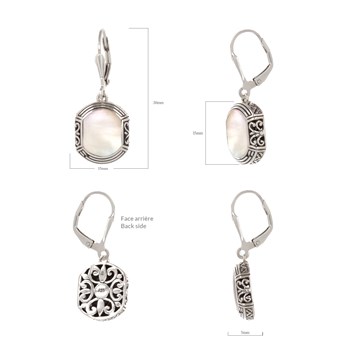 White Mother-of-Pearl & 925 Silver Ethnic Earrings | Unique Style - Aden