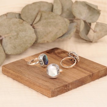 Bague Ethnique en Nacre Blanche et Argent 925 - Accessoire Bohème Chic pour Tous les Styles | Aden