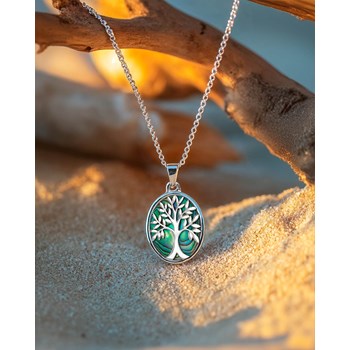 Pendentif Thalia Arbre de Vie Argent 925 et Nacre Abalone | ADEN Bijou Symbolique