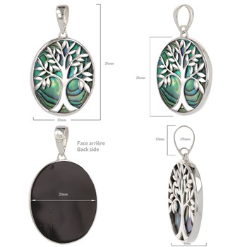 Pendentif Thalia Arbre de Vie Argent 925 et Nacre Abalone | ADEN Bijou Symbolique