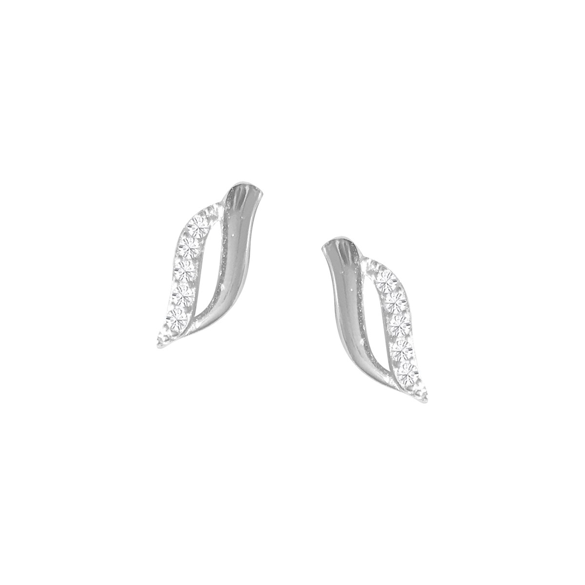 Boucles d'oreilles feuilles en argent 925 rhodié et oxydes de zirconium