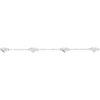 Heart bracelet in rhodium-plated 925 silver and zirconium oxide