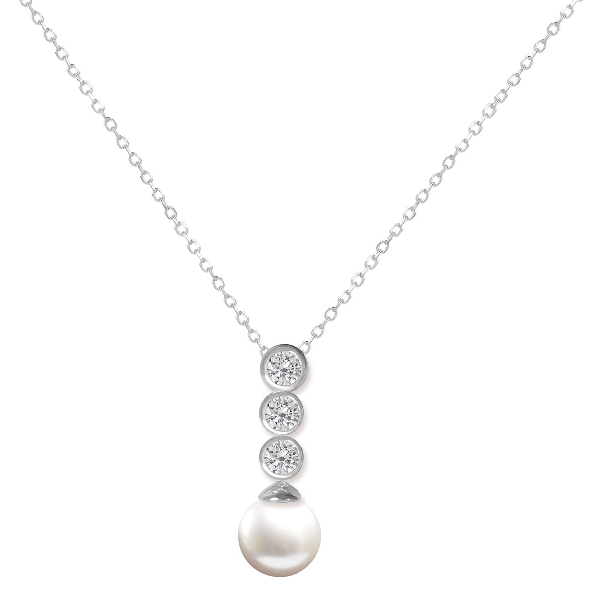 Collier en argent 925 rhodié et perle fantaisie