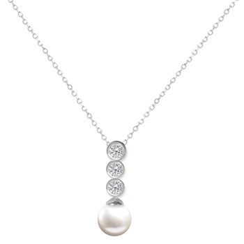 Collier en argent 925 rhodié et perle fantaisie