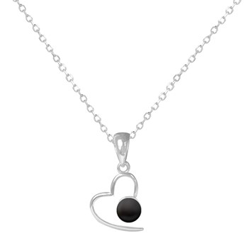 Collier coeur en argent 925 rhodié et perle fantaisie