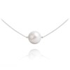 Collier ras du cou en argent 925 rhodié avec perle de crystal nacré blanc - vue V1