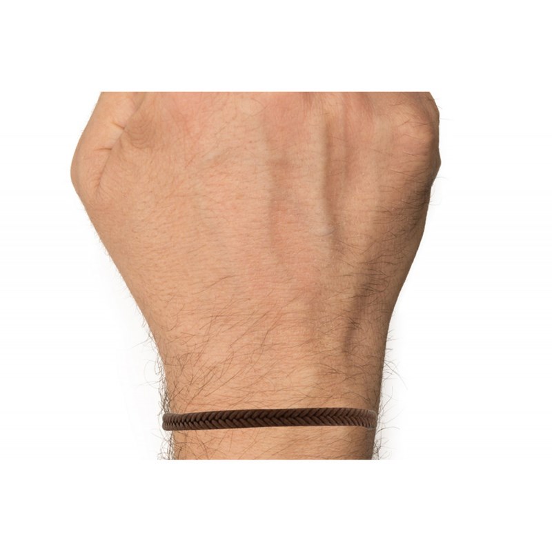 Bracelet Homme Tresse en Coton Marron Clair - taille 20 cm - vue 2