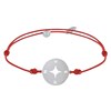 Bracelet Lien Médaille Argent Ronde Rose des Vents - Rouge - vue V1