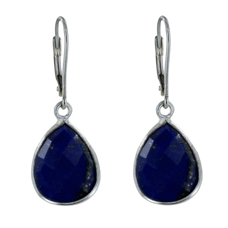 Boucles d'Oreilles Argent Goutte de Lapis Lazuli Facettée - vue 2