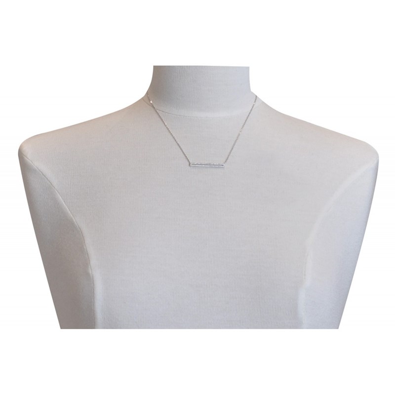 Collier Argent 925 Rhodié Rectangle Ajouré de Strass - vue 2