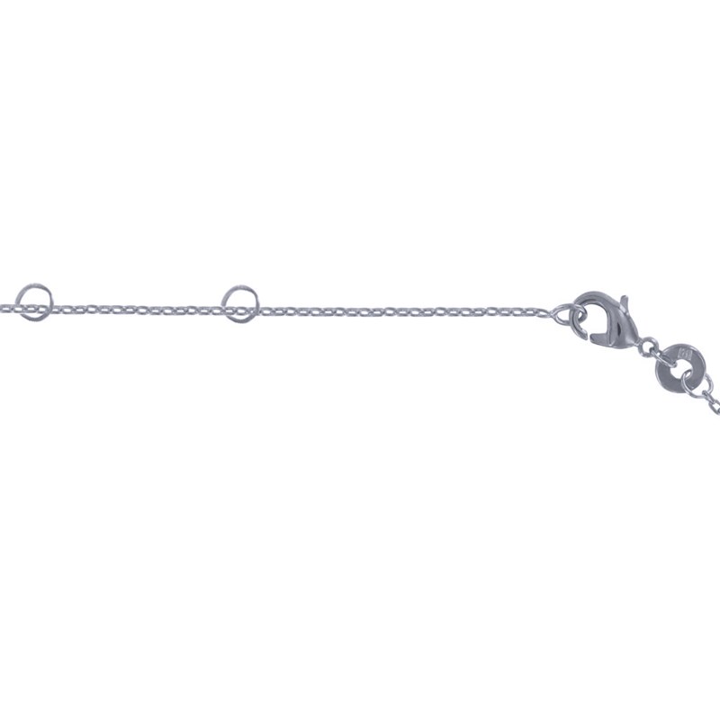 Collier Argent 925 Rhodié Rectangle Ajouré de Strass - vue 3