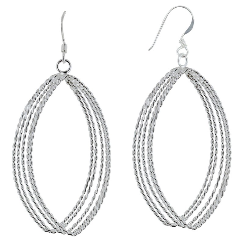 Boucles d'Oreilles Argent 925 Cinq Ovales Torsadés