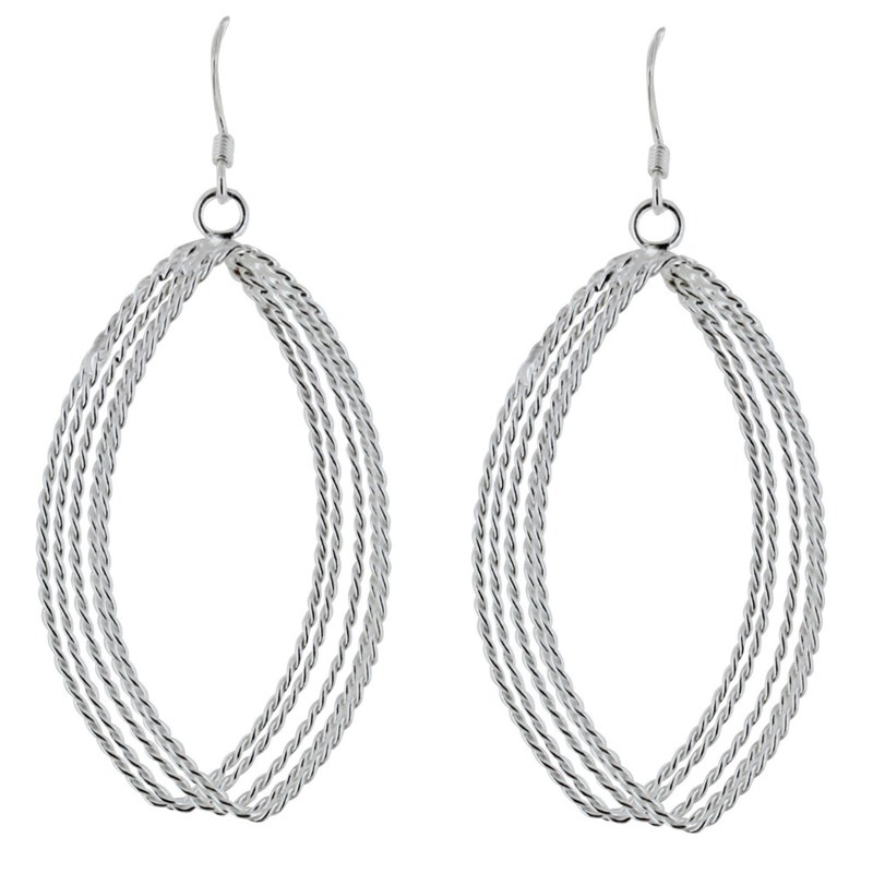 Boucles d'Oreilles Argent 925 Cinq Ovales Torsadés - vue 2