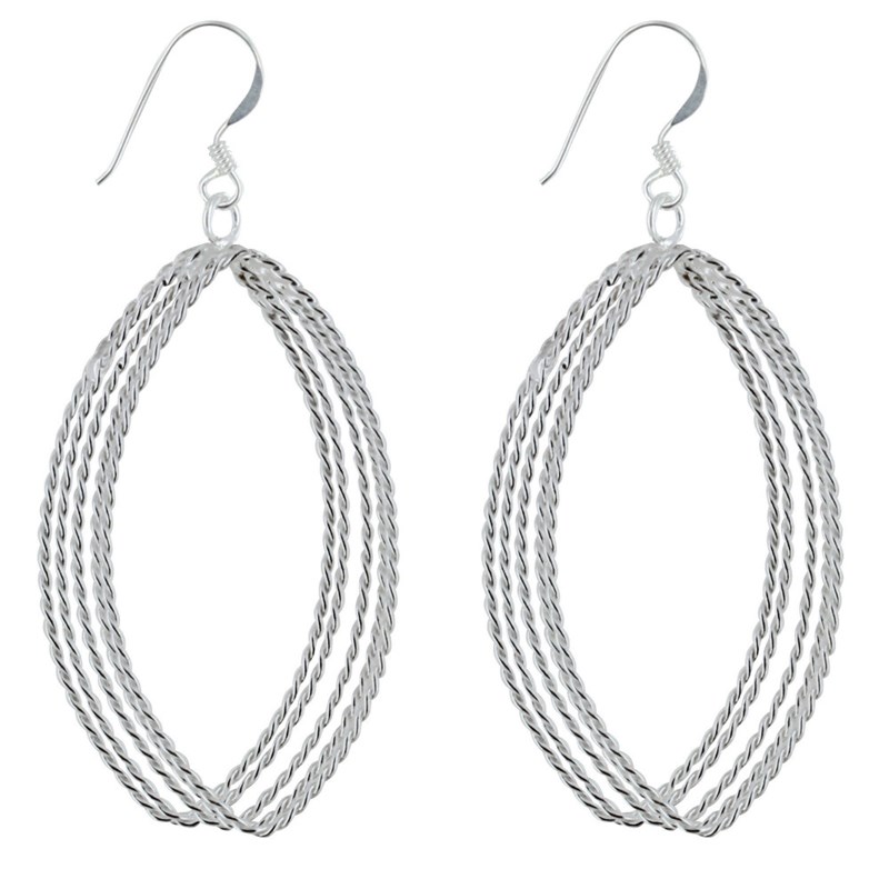 Boucles d'Oreilles Argent 925 Cinq Ovales Torsadés - vue 3