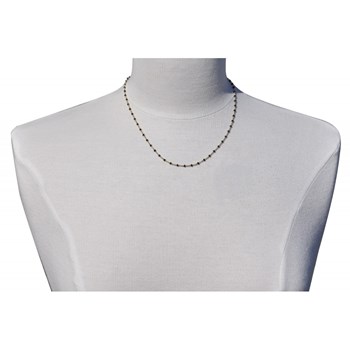 Collier Plaqué Or Chaine Billes et Perles Émaillées - Noir