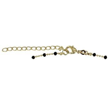 Collier Plaqué Or Chaine Billes et Perles Émaillées - Noir