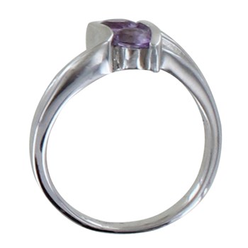 Rhodium zilveren dubbele amethist ring