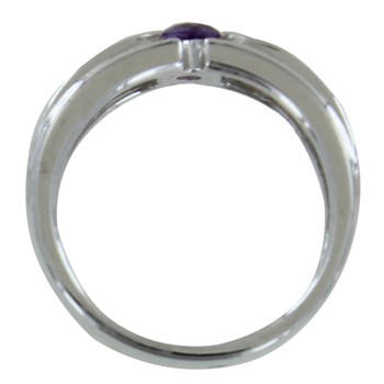 Bague Argent 925 Rhodié Large Améthyste Ronde