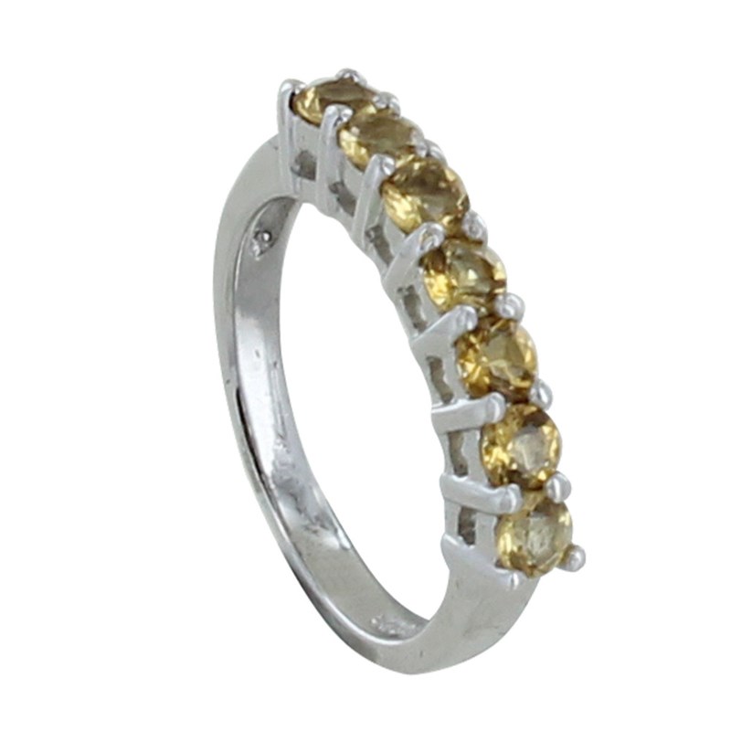 Bague Argent 925 Rhodié Alliance Citrine