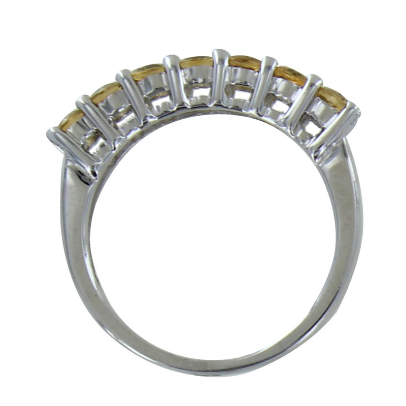 Bague Argent 925 Rhodié Alliance Citrine - vue 2