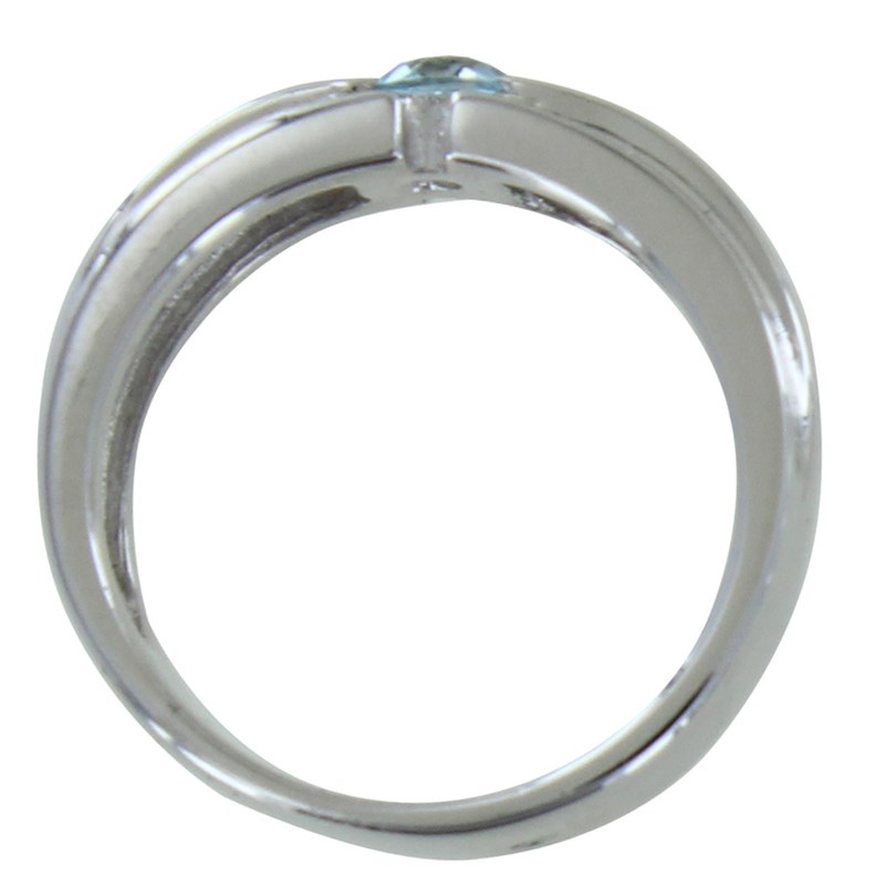 Bague Argent 925 Rhodié Large Topaze Ronde - vue 2