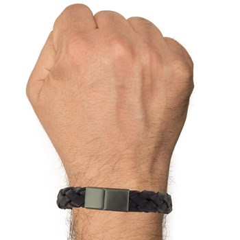 Bracelet Homme Cuir Large Tresse Marron Foncé - taille 21 cm