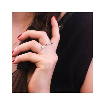 Bague Twisted Ribbon - Argenté et Cristal