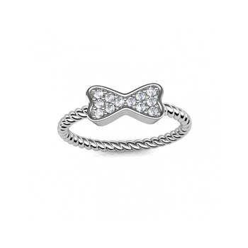 Bague Twisted Ribbon - Argenté et Cristal