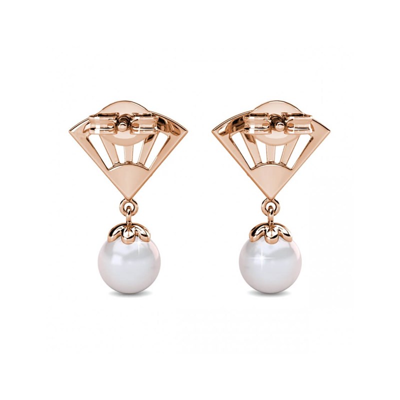 Boucles d'oreilles Ingride Pearl - Or Rosé et Cristal - vue 4