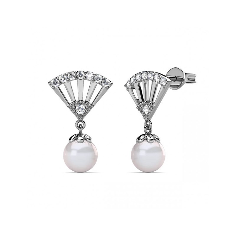Boucles d'oreilles Ingride Pearl - Argenté et Cristal