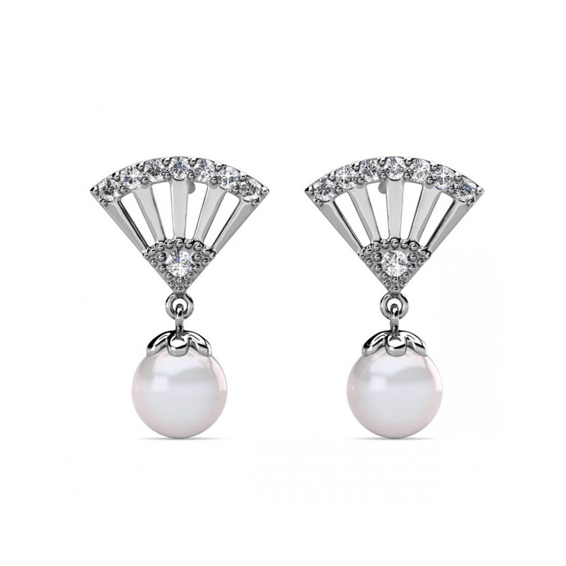 Boucles d'oreilles Ingride Pearl - Argenté et Cristal - vue 2