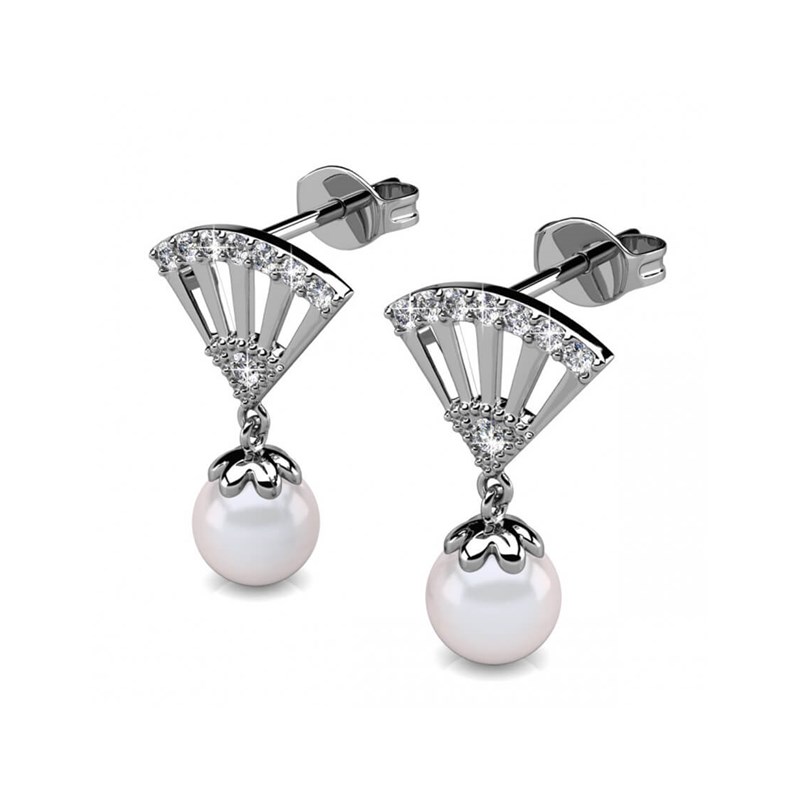Boucles d'oreilles Ingride Pearl - Argenté et Cristal - vue 3
