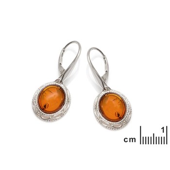 Boucle d'oreille argent 925 Ambre veritable de la mer Baltique