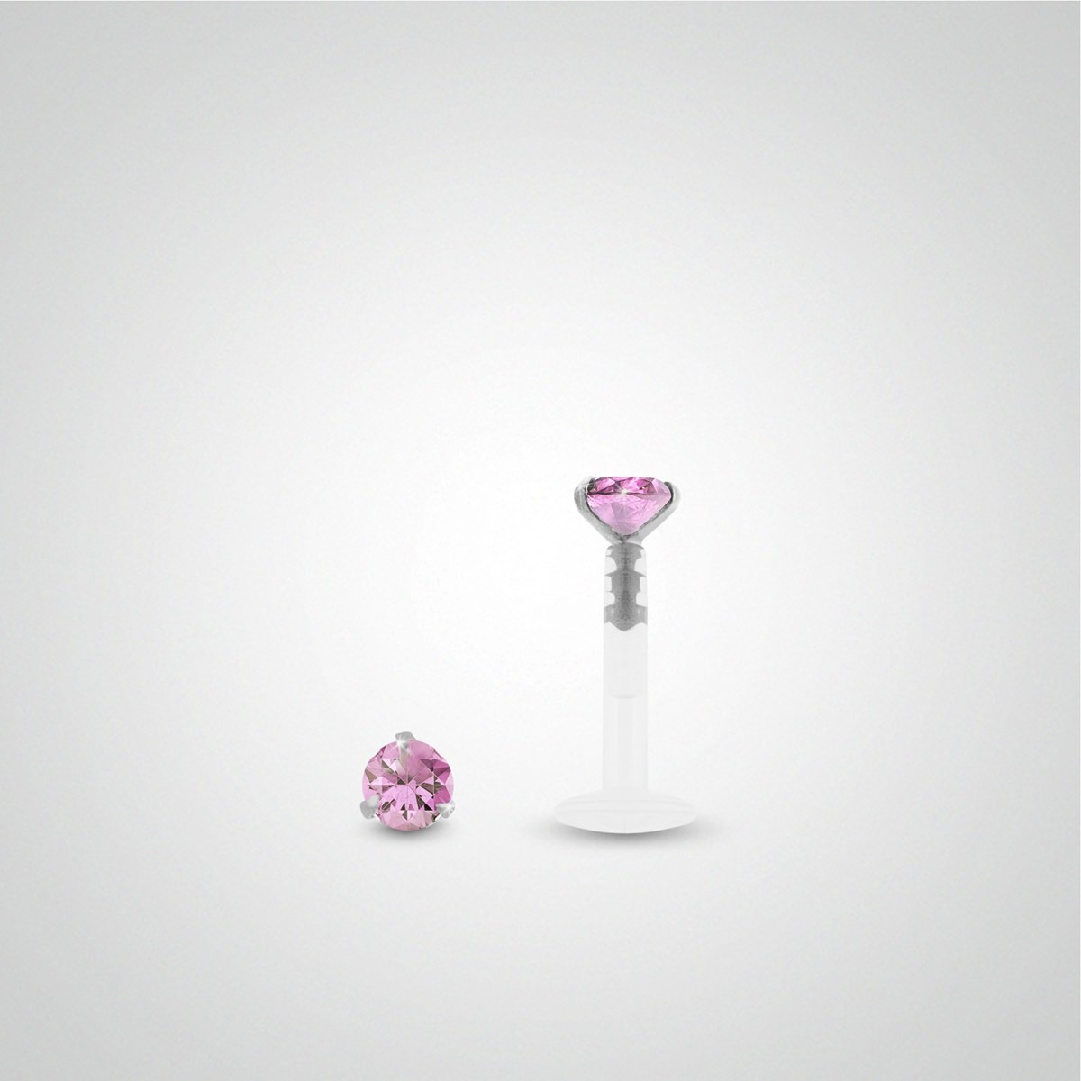 Piercing hélix : or blanc avec oxyde de zirconium rose