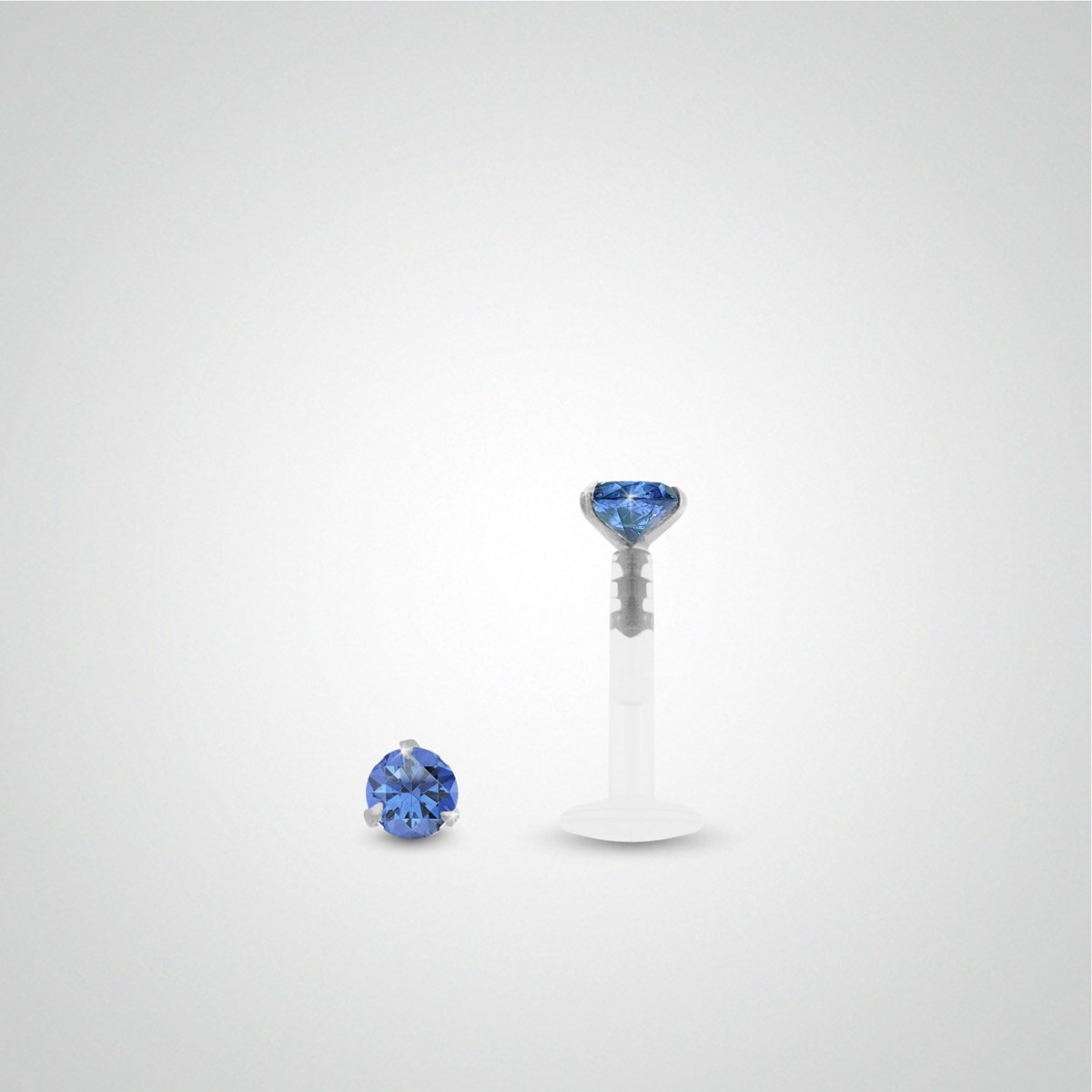 Piercing hélix : or blanc avec oxyde de zirconium bleu foncé