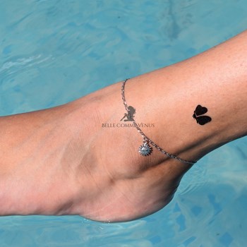 Anklet chain sun pendant figaro Silver 925 Rhodium plated