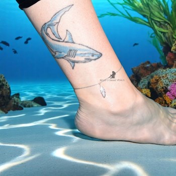 925 Rhodium Silver Feather Anklet Chain