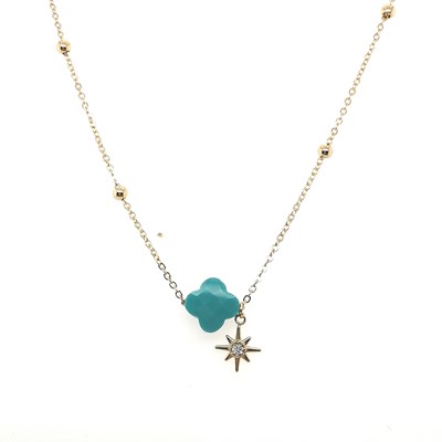 Collier trefle turquoise Clearance