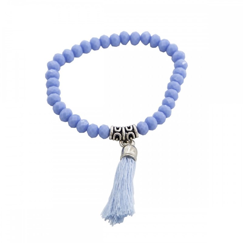 Bracelet Femme Perles Pompon Bleu Femme Bracelet Souple Maty